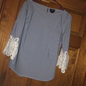 Striped top with lace detail